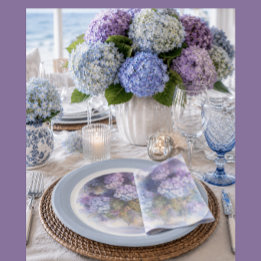 Lilac Hydrangea Watercolor Luncheon Napkin Paper Plate