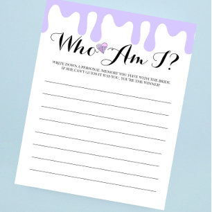 Lilac Ice Cream Bridal Shower "Who Am I?" Game