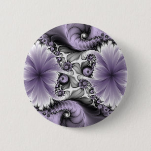 Lilac Illusion Abstract Floral Fractal Art Fantasy 6 Cm Round Badge