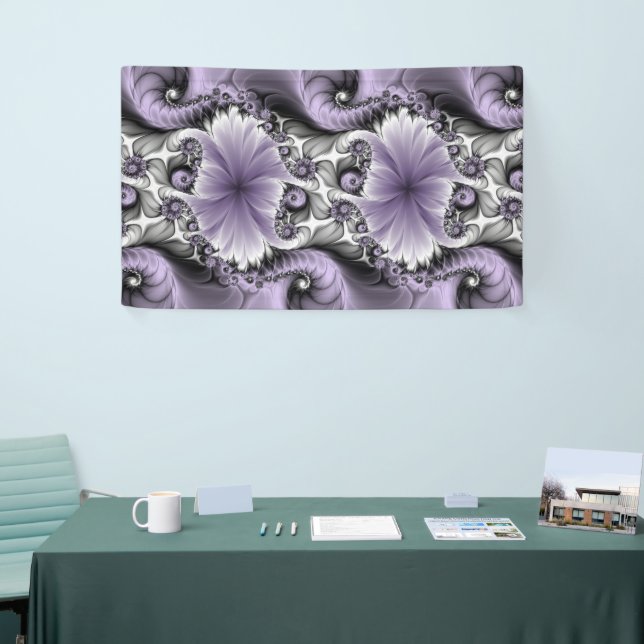 Lilac Illusion Abstract Floral Fractal Art Fantasy Banner (Tradeshow)