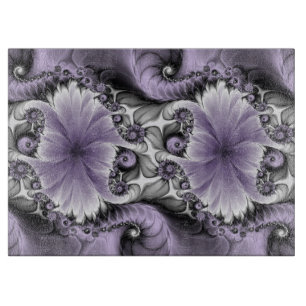 Lilac Illusion Abstract Floral Fractal Art Fantasy Cutting Board