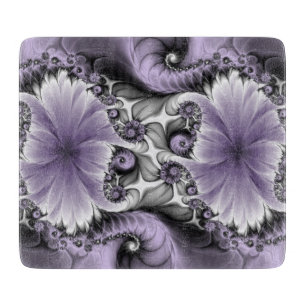Lilac Illusion Abstract Floral Fractal Art Fantasy Cutting Board