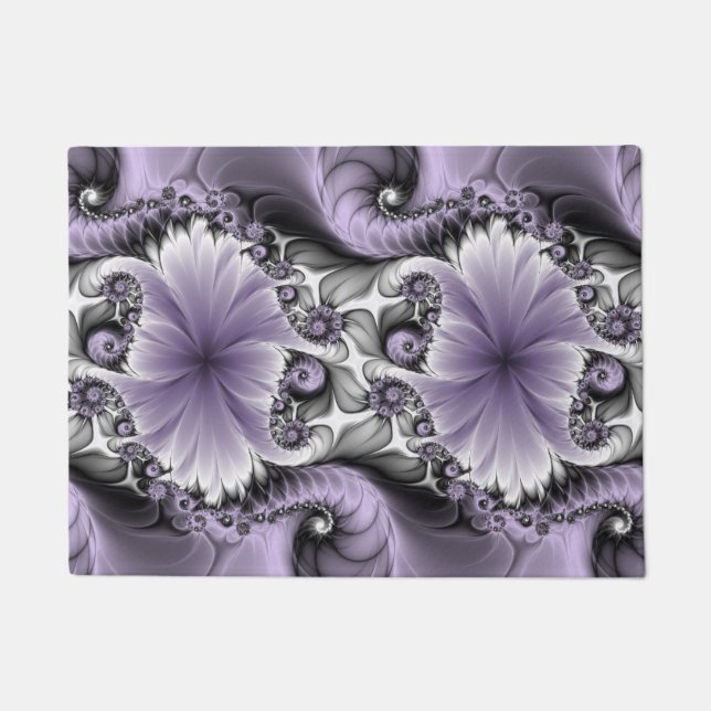 Lilac Illusion Abstract Floral Fractal Art Fantasy Doormat (Front)