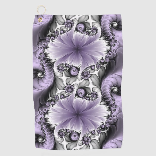 Lilac Illusion Abstract Floral Fractal Art Fantasy Golf Towel (Front)