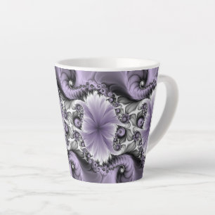 Lilac Illusion Abstract Floral Fractal Art Fantasy Latte Mug
