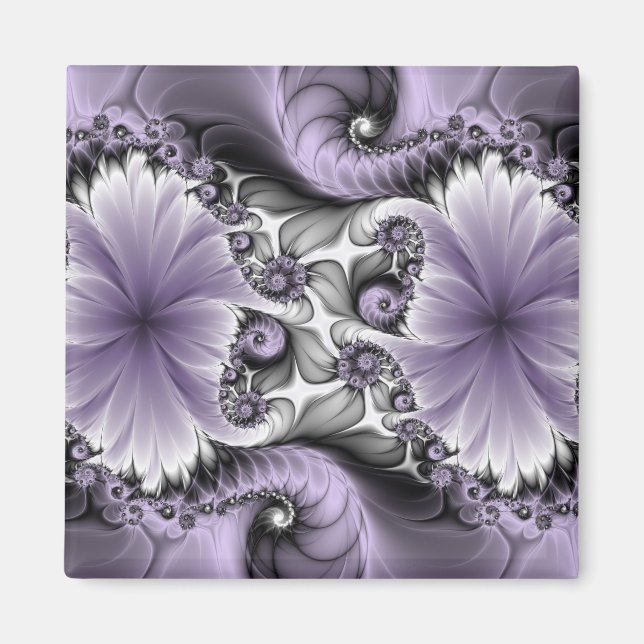 Lilac Illusion Abstract Floral Fractal Art Fantasy Magnet (Front)