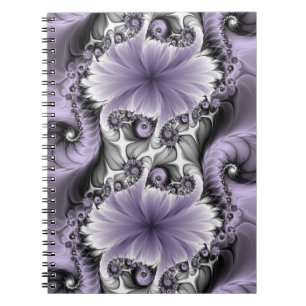 Lilac Illusion Abstract Floral Fractal Art Fantasy Notebook