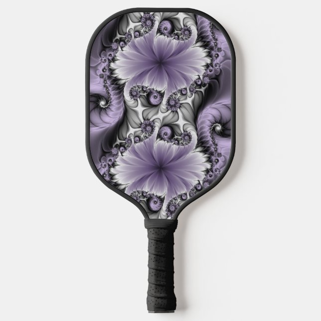 Lilac Illusion Abstract Floral Fractal Art Fantasy Pickleball Paddle (Front)