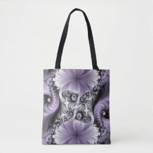 Lilac Illusion Abstract Floral Fractal Art Fantasy Tote Bag