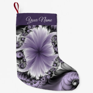 Lilac Illusion Abstract Floral Fractal Art Name Small Christmas Stocking