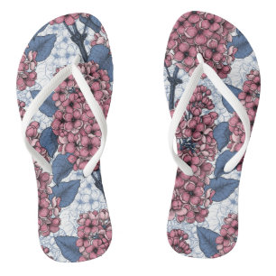 Lilac in pink and blue flip flops