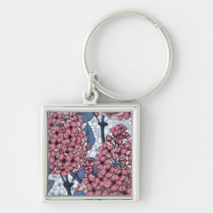 Lilac in pink and blue key ring