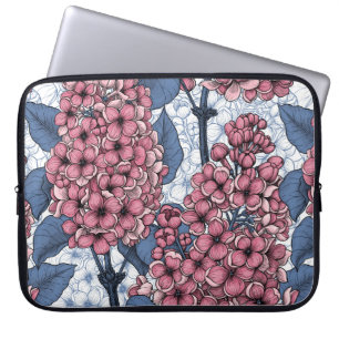 Lilac in pink and blue laptop sleeve
