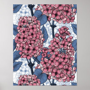 Lilac in pink and blue poster