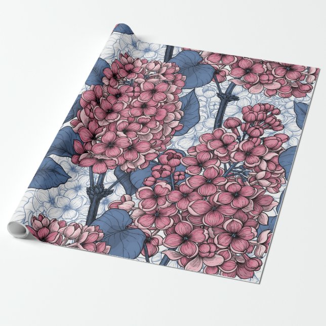 Lilac in pink and blue wrapping paper (Unrolled)