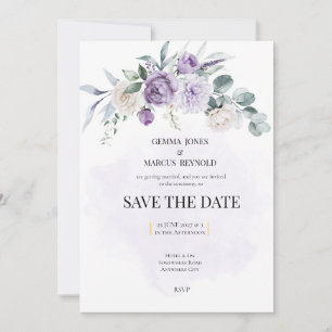 Lilac Infusion Save the Date Wedding Stationery Invitation