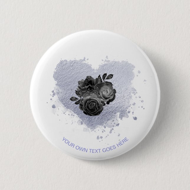 *~* Lilac Iridescent Heart Flowers White Customise 6 Cm Round Badge (Front)