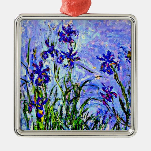 Lilac Irises by Claude Monet, Metal Tree Decoration (Front)