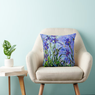 Lilac Irises by Claude Monet, Throw Pillow