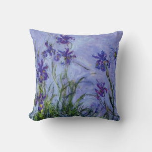 Lilac Irises Claude Monet Fine Art Cushion