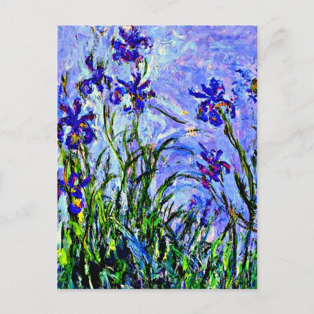 Lilac Irises fine art by Claude Monet, Postcard (Front)