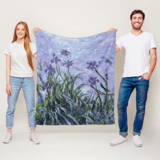 Lilac Irises Fleece Blanket