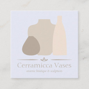 Lilac Ivory Handmade Porcelain Pottery Ceramic Square Business Card