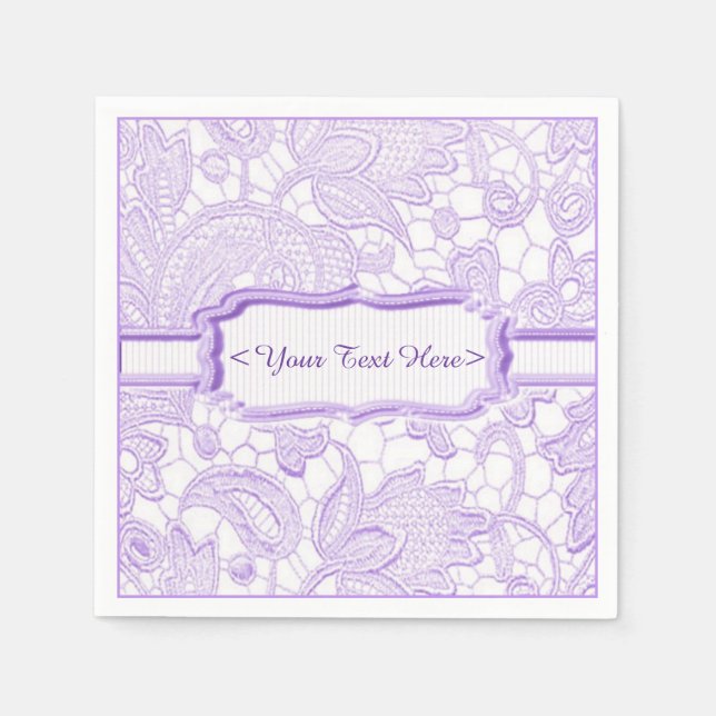 Lilac Lace Elegant Purple Personalised Napkins (Front)