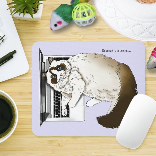 Lilac Laptop Cat Funny Cute Mouse Mat (Creator Uploaded)