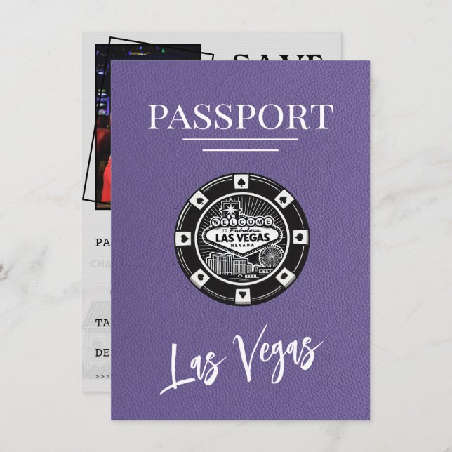 Lilac Las Vegas Passport Save The Date (Front/Back)