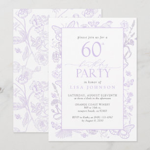 Lilac Lavender 60th Birthday Party Elegant Flowers Invitation