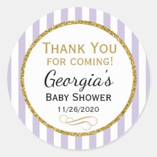 Lilac Lavender Baby Shower Thank You Favour Tag