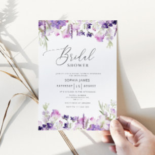 Lilac lavender bridal shower invitation