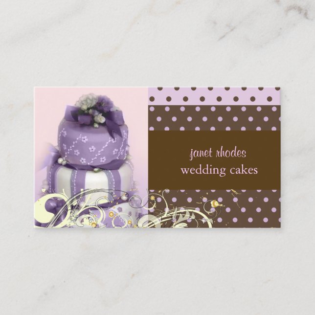 Lilac/lavender/Chocolate cake, bakery Business Card (Front)