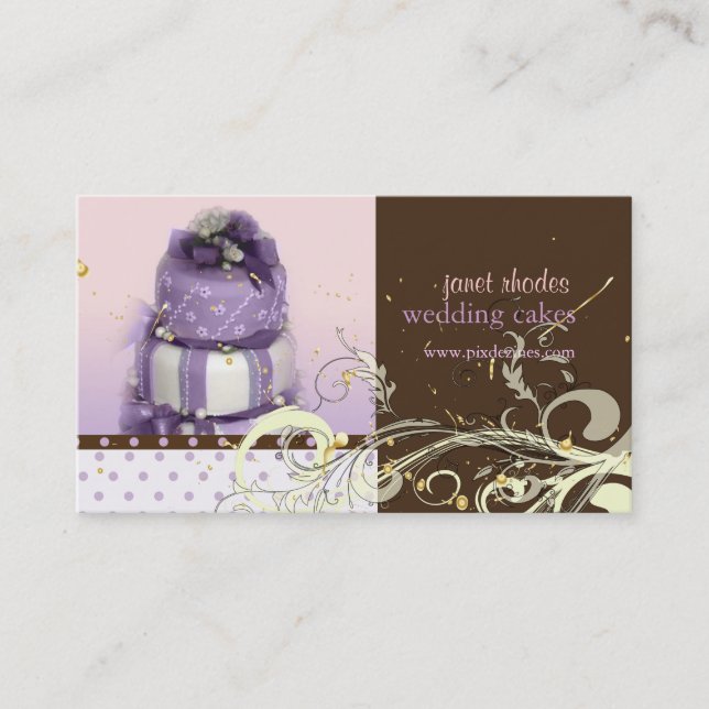 Lilac/lavender/Chocolate cake, bakery Business Card (Front)