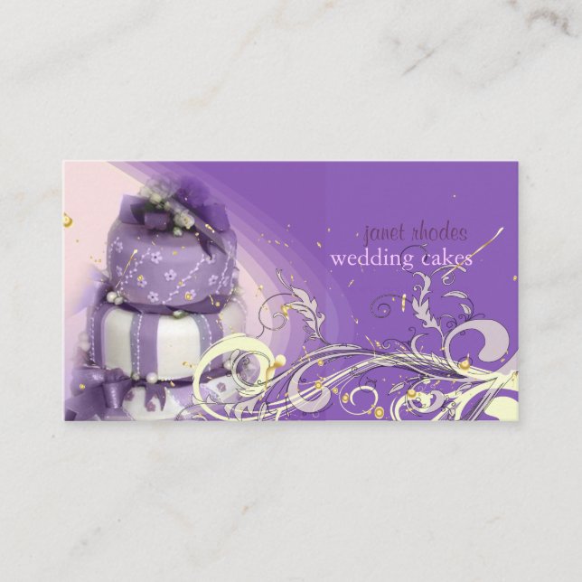 Lilac/lavender/Chocolate cake, bakery Business Card (Front)