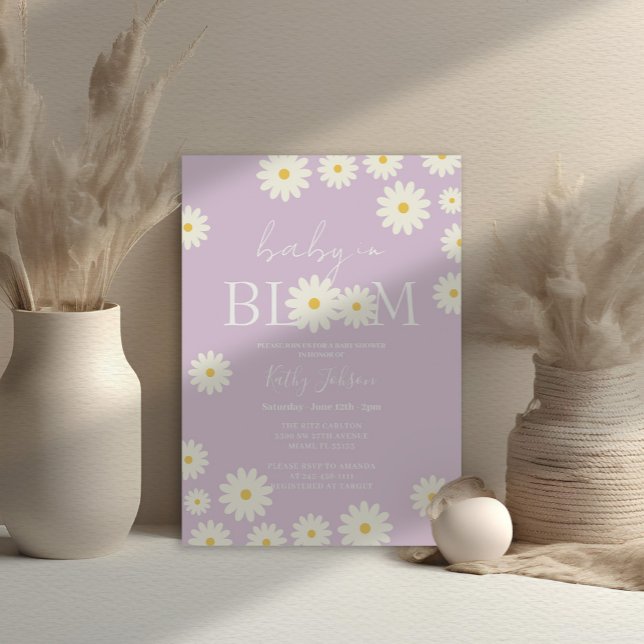  Lilac Lavender Daisy Baby in Bloom Shower  Invitation (Creator Uploaded)