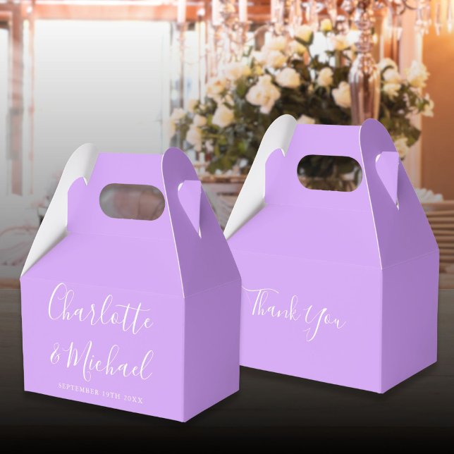 Lilac Lavender Elegant Signature Script Wedding Favour Box (Lilac Lavender Elegant Signature Script Wedding Favor Boxes)