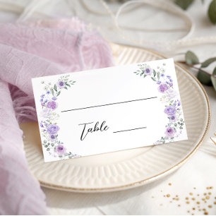 Lilac Lavender Floral Wreath Bridal Shower Wedding Place Card