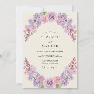 Lilac Lavender Flower Eucalyptus Wedding Invitation