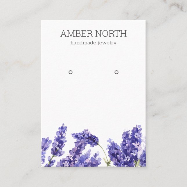 Lilac Lavender Flower Jewellery  Earring Display Business Card (Front)