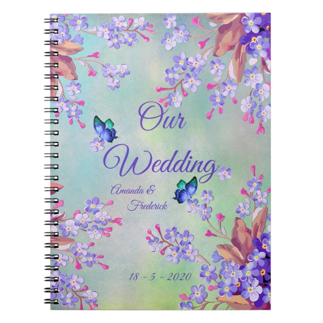 Lilac Lavender Flower Wedding Notebook (Front)