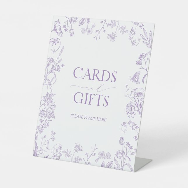 Lilac Lavender French Victorian Bridal Shower Gift Pedestal Sign (Front)