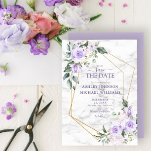 Lilac Lavender Gold Geometric Save the Date