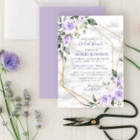 Lilac Lavender Gold Marble Floral Bridal Shower