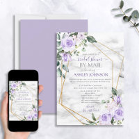 Lilac Lavender Gold Marble Floral Shower by Mail