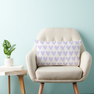 Lilac / Lavender Hearts Pattern Lumbar Cushion