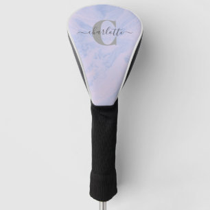 Lilac Lavender Marble Elegant Monogram Name Golf Head Cover