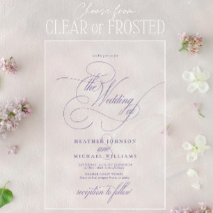Lilac Lavender Modern Calligraphy Classic Wedding Acrylic Invitations