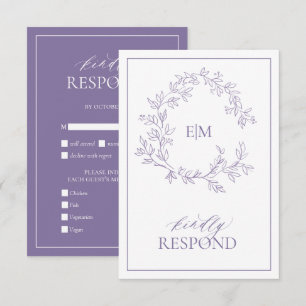 Lilac Lavender Monogram Wedding RSVP Card